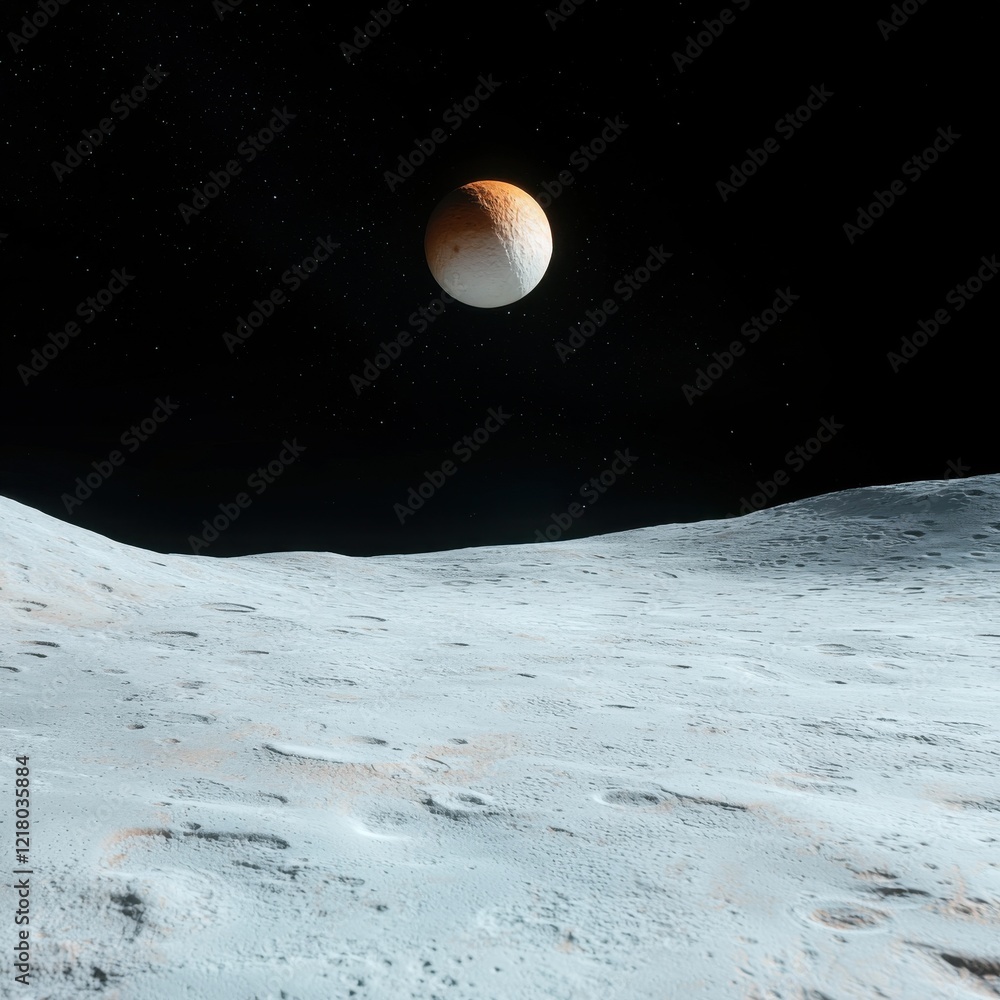Poster exploring pluto's icy surface outer space digital artwork celestial environment minimalist view spac