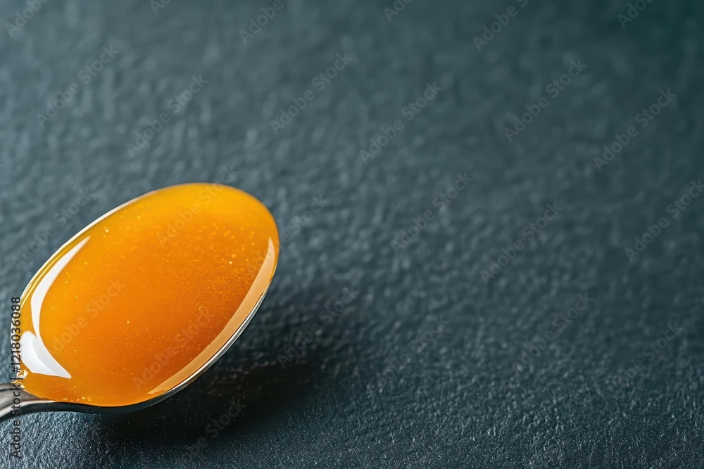 Aufkleber a colorful close up of a spoon holding vibrant orange jelly glimmering under soft light creating an 