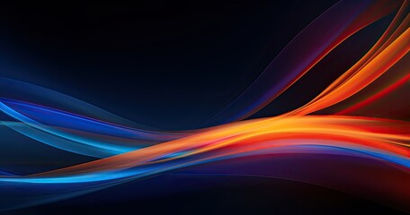 Naklejka premium A vibrant abstract design featuring flowing waves of color on a dark background.