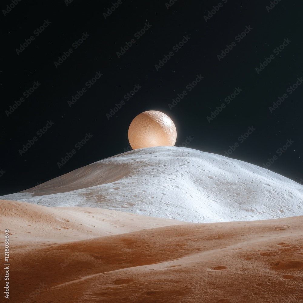 Poster exploration of pluto's icy surface outer space digital artwork celestial environment minimalist view