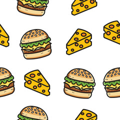 Cheese brger pattern seamless for fast food packaging