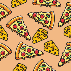 Pizza and Cheese pattern seamless