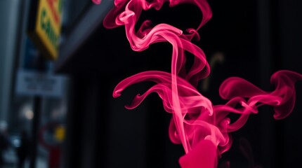 Vibrant Pink Smoke Clouds Against a Dark Background