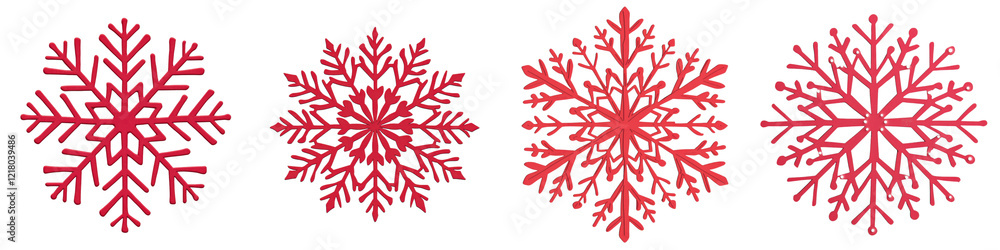 Aufkleber vibrant red snowflake patterns in a minimalist holiday design intricate overlapping and symmetrical 