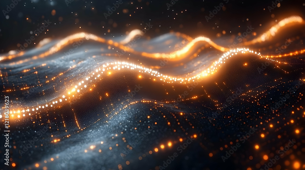 Poster abstract glowing particle wave background