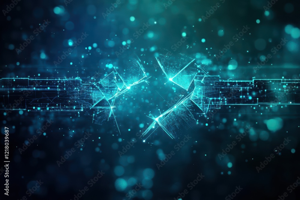 Fototapete Futuristic Abstract Technology Background Featuring Glowing Lines and Dots Creating an Engaging and Dynamic Visual Experience of Innovation