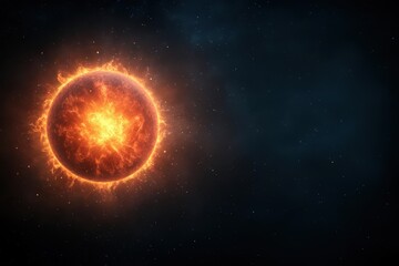 Obraz premium Vibrant Orange Sun Illuminating a Deep Blue Sky at Dusk Creating a Stunning Contrast and Evoking Feelings of Peace and Natural Beauty in the Evening