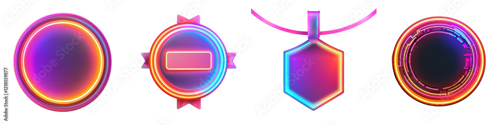 Poster mesmerizing neon glowing geometric shapes in vibrant motion creating a dynamic and futuristic abstra