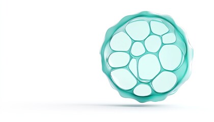 Obraz premium Abstract representation of a biological cell structure in a minimalistic style, floating on a white background