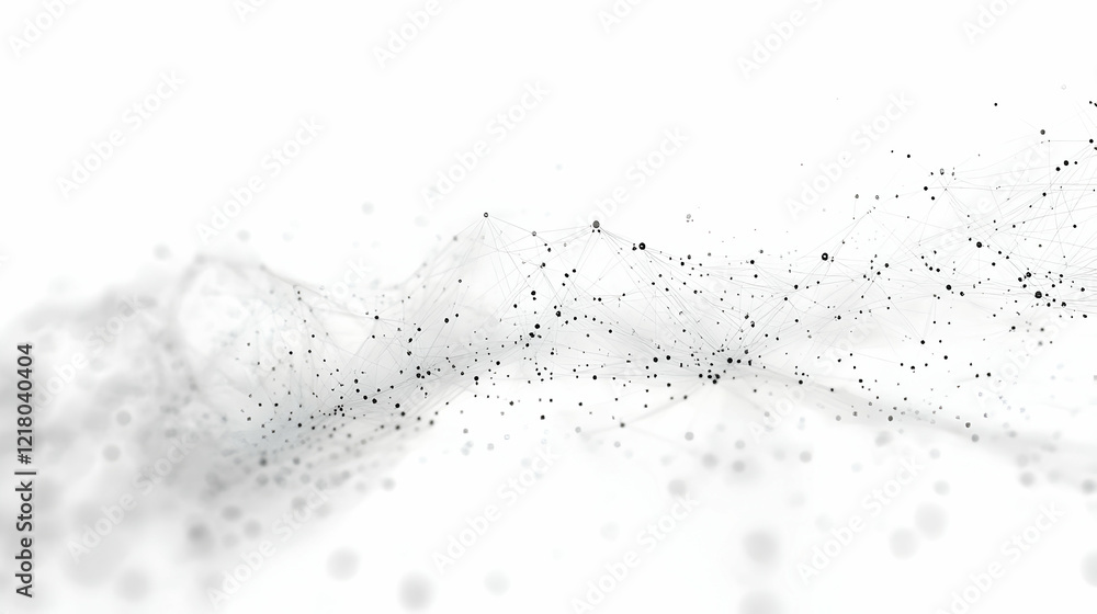 Poster abstract particle flow: dynamic black and white texture