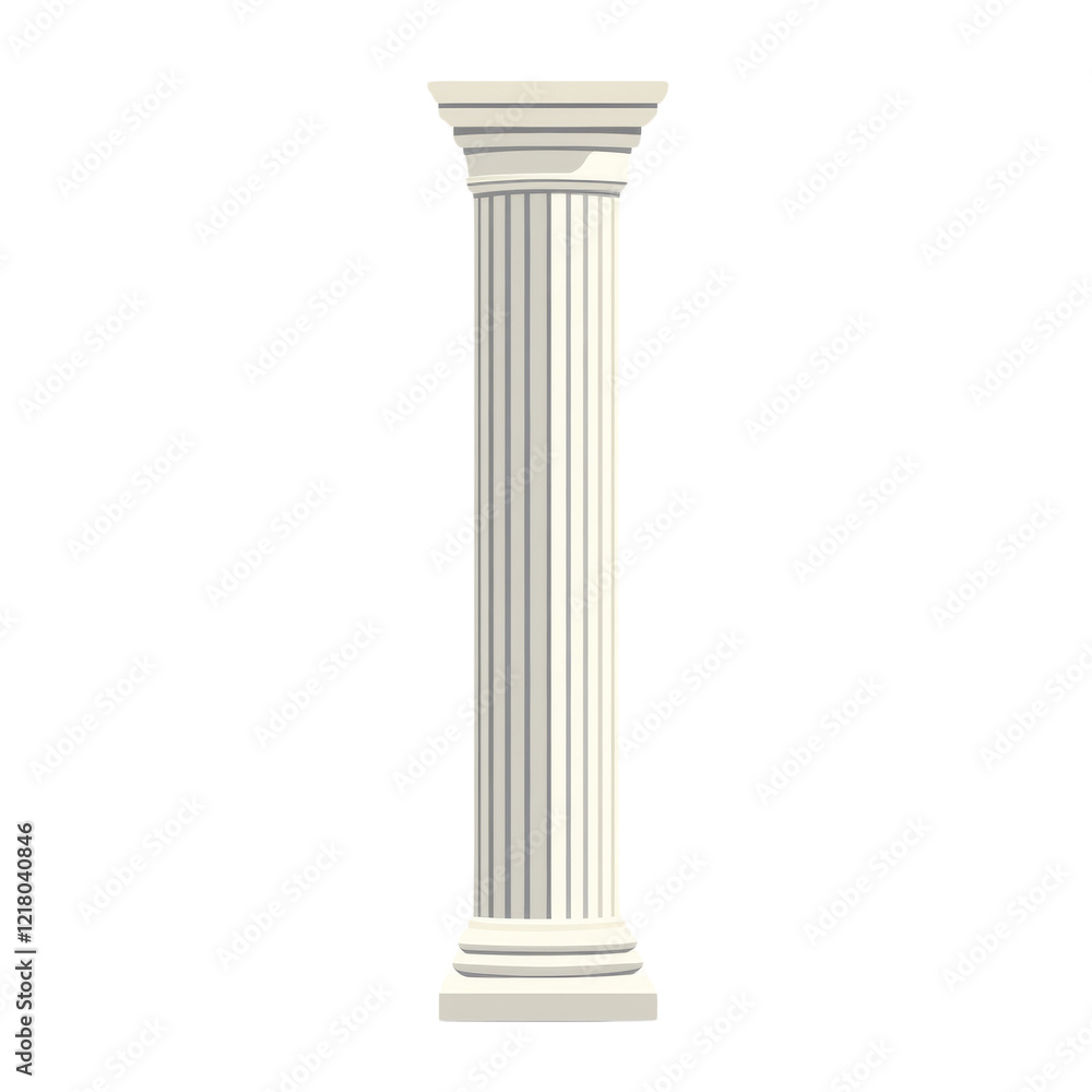 Poster the image shows a tall, white classical column isolated against a transparent background, showcasing