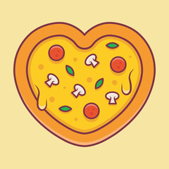 pizza melted floating cartoon isolated, vector illustration