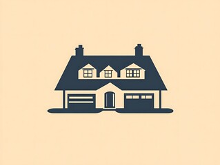 Suburban house icon illustration.