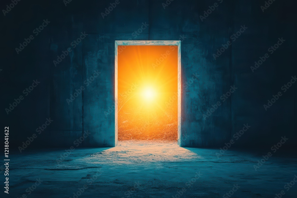 Aufkleber An Open Door Illuminated by Soft Warm Light Creating an Inviting Atmosphere Suggesting New Beginnings and Opportunities in a Welcoming Space