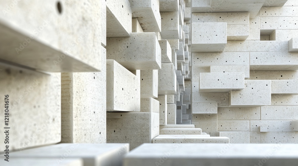 Poster abstract textured concrete blocks create a complex, three-dimensional pattern. ideal for architectur