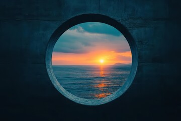 Breathtaking View of Ocean Waves Gently Crashing against Rocky Shoreline Framed by a Bright and Inviting Coastal Window in a Sunny Paradise