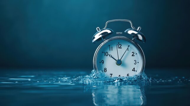 A symbolic visual of rising water levels as a clock counting down