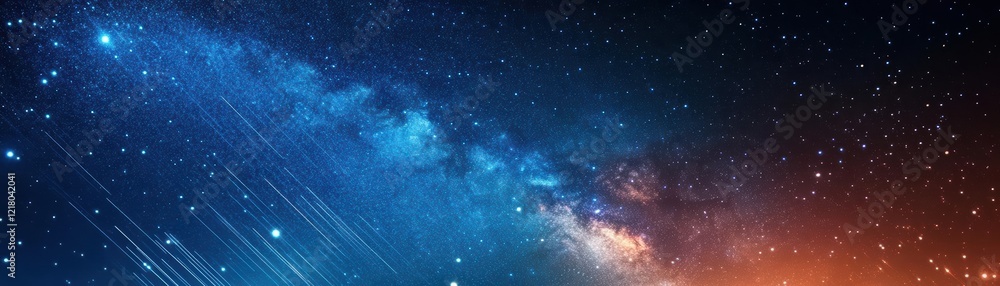 Poster enchanting night sky filled with shimmering stars and radiant comets illuminating the darkness in a 
