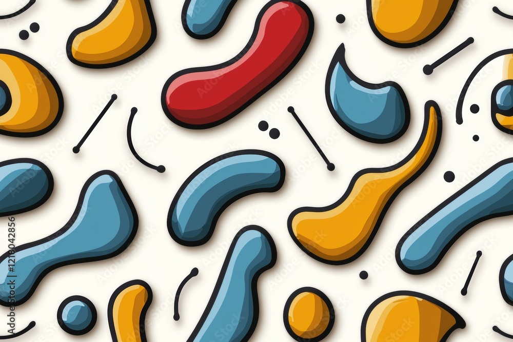 Aufkleber colorful abstract painting of squiggles and blobs