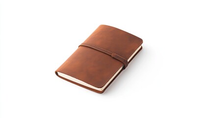 Elegant brown leather notebook with a sleek design, placed on a clean surface, ideal for writing and creativity