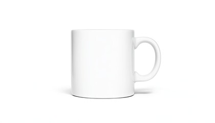Blank white coffee mug positioned on a clean surface, ideal for branding or product display