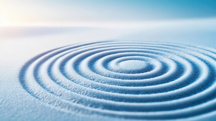Naklejka premium A zenlike image of salt patterns raked into concentric circles, calming and artistic, topdown view