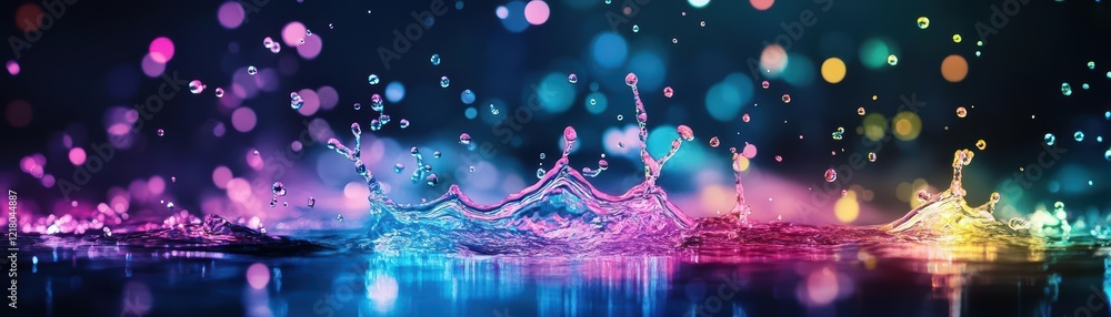 Poster vibrant water splash captured in motion against a dark background evoking energy and fluidity in a s