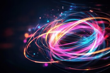 Obraz premium Abstract representation of AI algorithms, dynamic energy flows, vibrant gradients, digital style