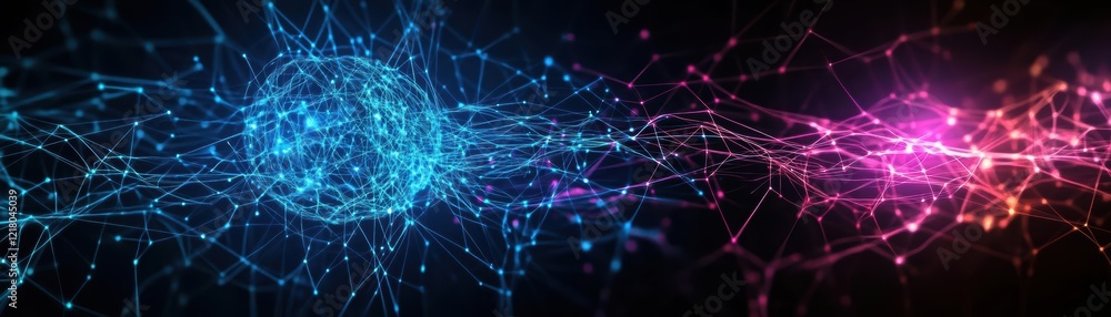 Poster Intricate Network of Light and Lines Forming a Dynamic Abstract Composition Evoking Modern Technology and Digital Connectivity in a Futuristic Setting
