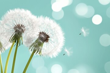 Close up of a dandelion with a blue background