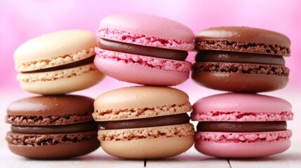 Fototapeta premium A Delightful Stack of Colorful Macarons