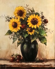 Obraz premium Sunflowers in Vase Art Painting
