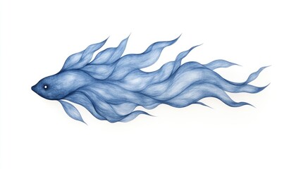 Obraz premium Ethereal blue fish with flowing fins swimming gracefully through a serene underwater landscape