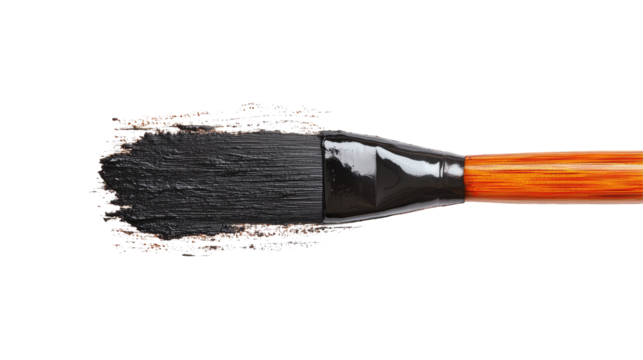 Black paintbrush with transparent PNG background
