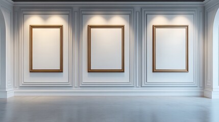frames on a classic white wall, creating a timeless and elegant display