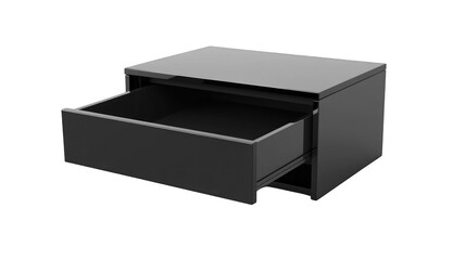 Naklejka premium A black desk with a drawer that is open