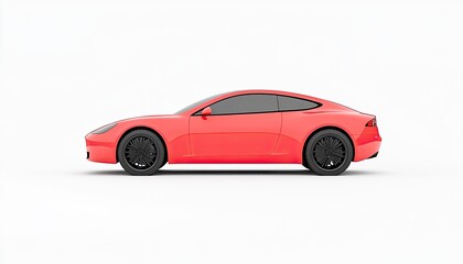 Fototapeta premium Sleek red sports car showcased in a minimalist studio setting with a pure white background