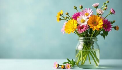 Glass container filled with fresh meadow sweet flowers, plants, meadowsweet, botanical