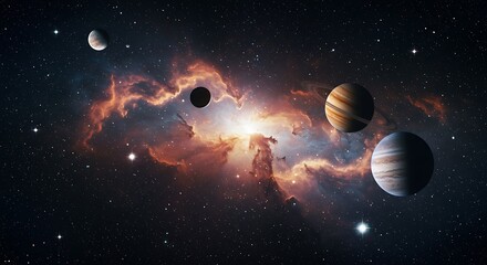 Naklejka premium Stunning cosmic scenery of outer space with planets and stars