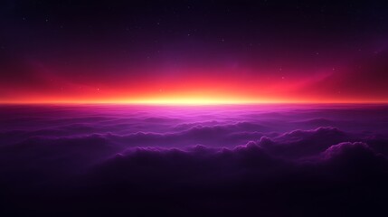 Obraz premium Vibrant sunset above purple clouds.