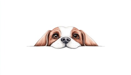 Cute dog peeking over a surface with expressive eyes, showcasing a playful and curious demeanor
