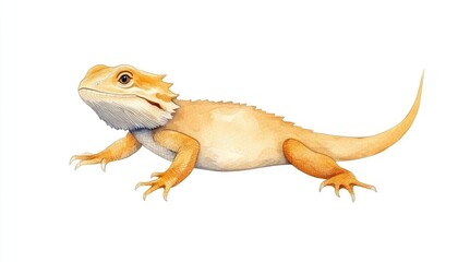 Detailed illustration of a bearded dragon lizard in a natural pose against a plain background, showcasing its features