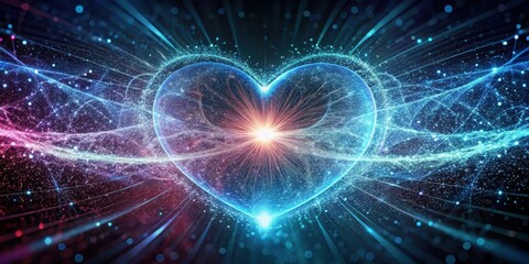 Fototapeta premium Heart Particles in a Magnetic Field, energy field, scientific visualization