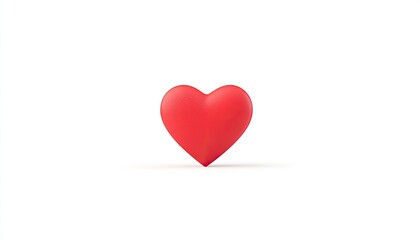 A vibrant red heart symbolizing love and affection, set against a minimalist white background