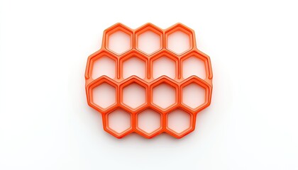 Bright orange hexagonal silicone mold arranged in a clean layout, ideal for baking or crafting