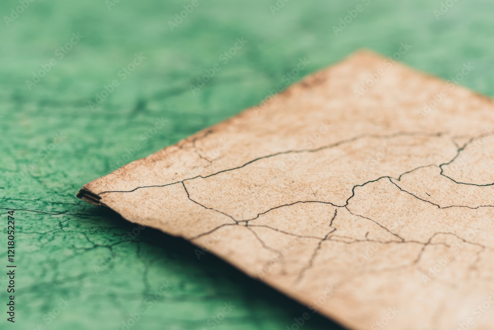 Poster a map is on a green surface with a crack in it