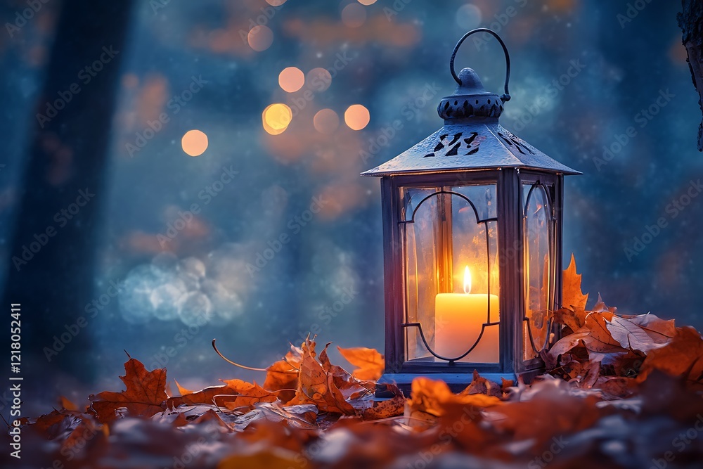 Wall mural Autumn Evening Lantern Light