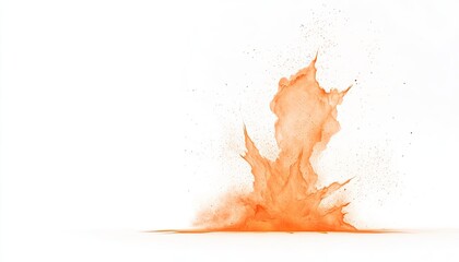 Vibrant orange powder explosion against a white backdrop, creating dynamic visual impact
