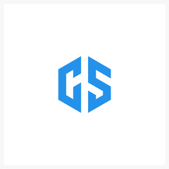 initial cs logo design polygon shape