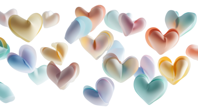 3D paper hearts on transparent background - Powered by Adobe